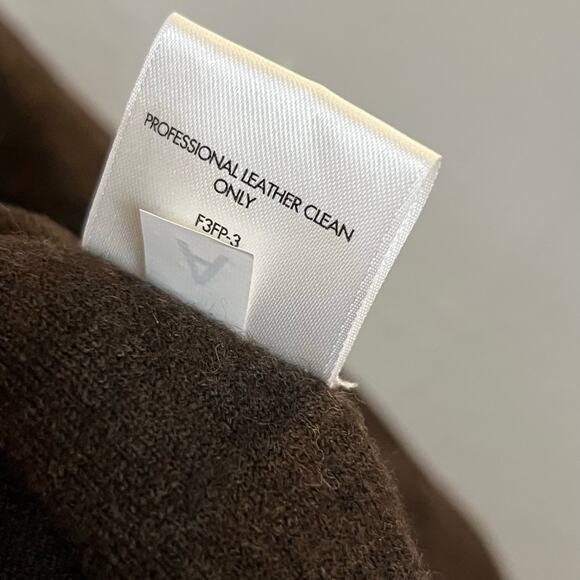 Eileen Fisher XL Merino Wool Lamb Leather Chocolate Brown Blazer Jacket Luxury - Picture 5 of 6